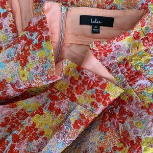 stitched floral midi pencil skirt